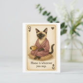 Carte Postale Le chat boit du café (Debout devant)