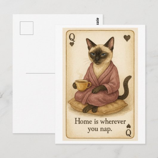 Carte Postale Le chat boit du café (Devant / Derrière)