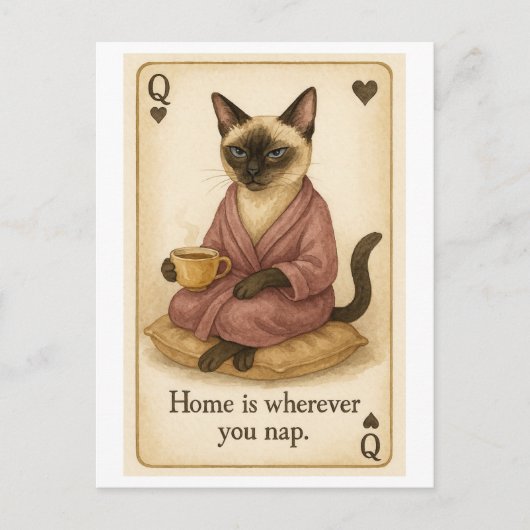 Carte Postale Le chat boit du café (Devant)