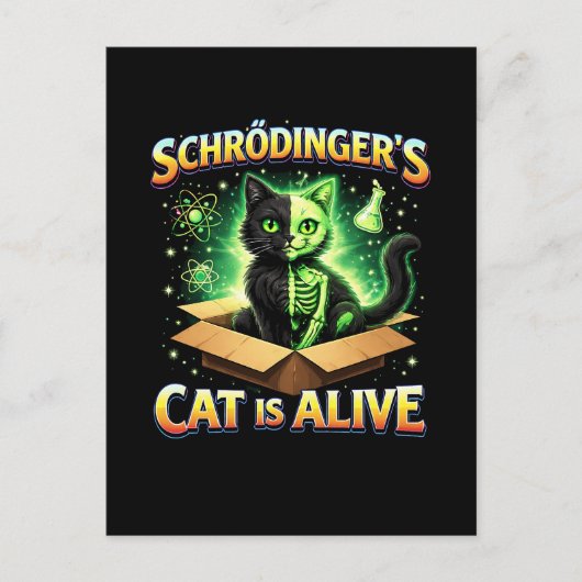 Carte Postale Le Chat Curieux de Schrödinger (Devant)