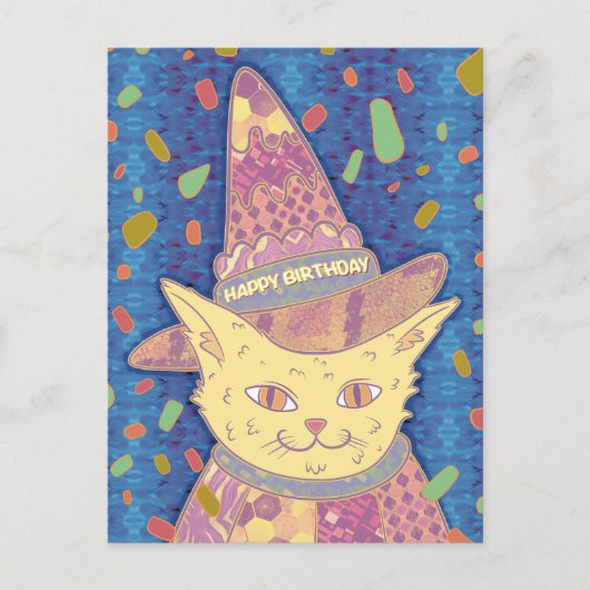 Carte Postale Le Chat d'anniversaire (Devant)