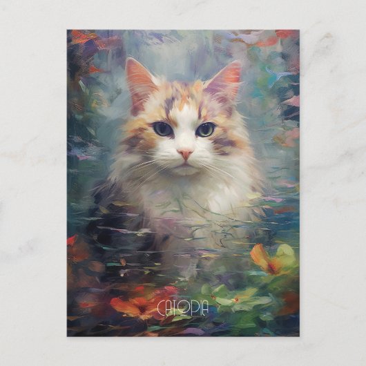 Carte Postale Le chat dans la forêt (Devant)