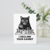 Carte Postale Le chat d'échecs décline votre gambit (Debout devant)