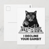 Carte Postale Le chat d'échecs décline votre gambit (Devant / Derrière)