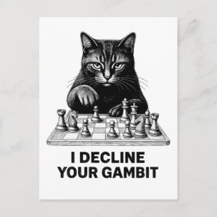 Carte Postale Le chat d'échecs décline votre gambit