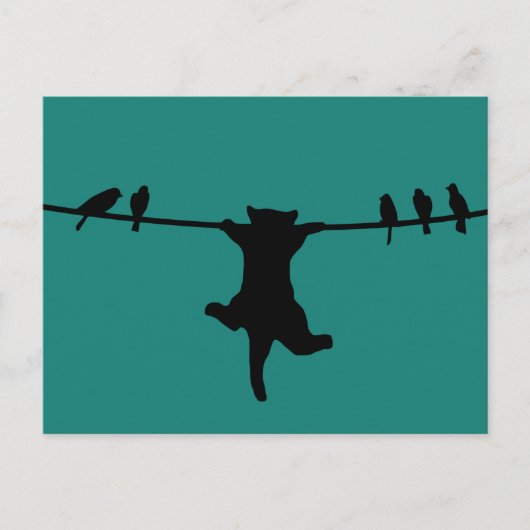 Carte Postale Le chat dépend du cordon d'alimentation (Devant)