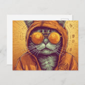 Carte Postale Le chat en lunettes de soleil dorées (Devant / Derrière)