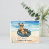 Carte Postale Le chat est sur la plage merci (Debout devant)