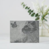 Carte Postale Le chat et le papillon (Debout devant)
