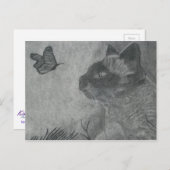 Carte Postale Le chat et le papillon (Devant / Derrière)