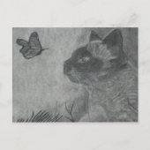Carte Postale Le chat et le papillon (Devant)