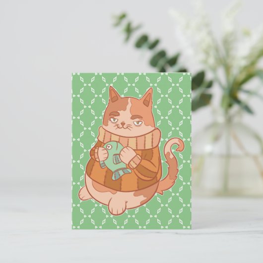 Carte Postale Le chat et le poisson (Debout devant)