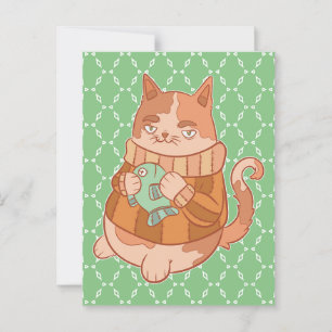 Carte Postale Le chat et le poisson