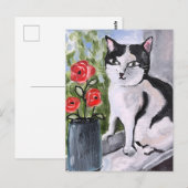 Carte Postale Le chat et les coquelicots (Devant / Derrière)