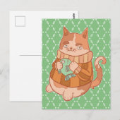 Carte Postale Le Chat et Poisson (Devant / Derrière)
