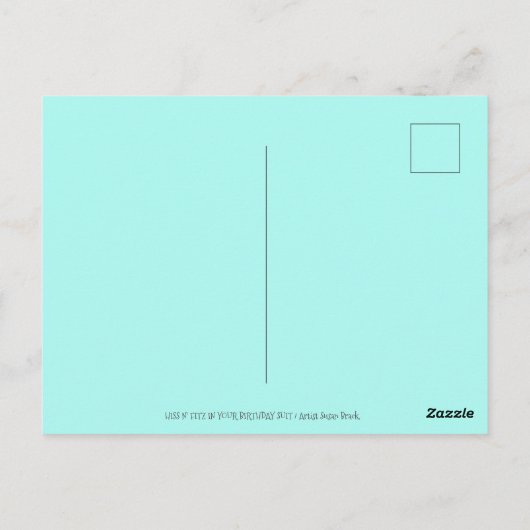 CARTE POSTALE LE CHAT HISS N' FITZ EN TENUE D'ANNIVERSAIRE, GÂTE (Dos)