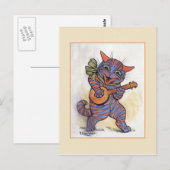 Carte Postale Le chat joue au banjo (Devant / Derrière)