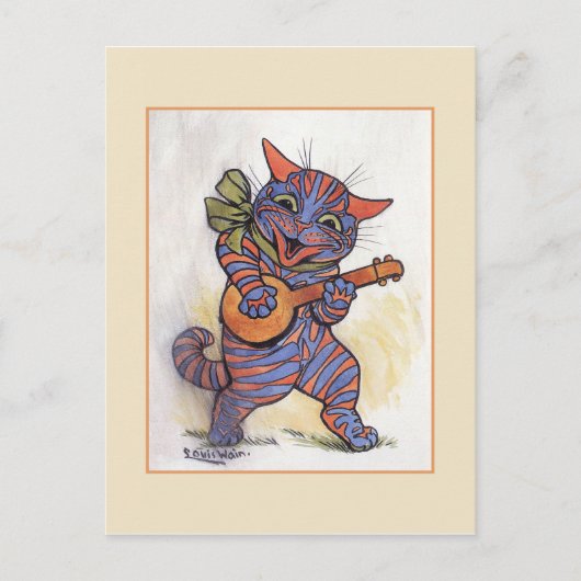 Carte Postale Le chat joue au banjo (Devant)