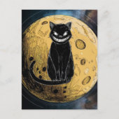 Carte Postale Le chat noir sourit sur la lune (Devant)
