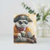 Carte Postale Le Chat Pirate Avec Café (Debout devant)