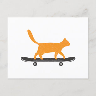 Carte Postale Le chat Skateboard