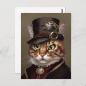 Carte Postale Le chat Steampunk (Devant / Derrière)