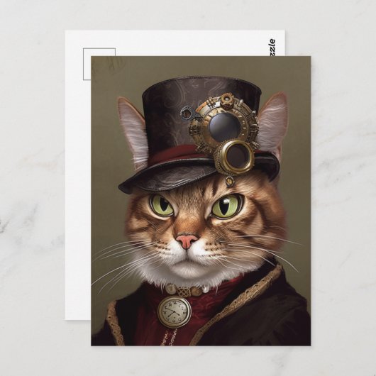 Carte Postale Le chat Steampunk (Devant / Derrière)