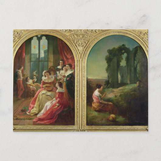 Carte Postale Le château de Kenilworth - passé et présent, 1854 (Devant)