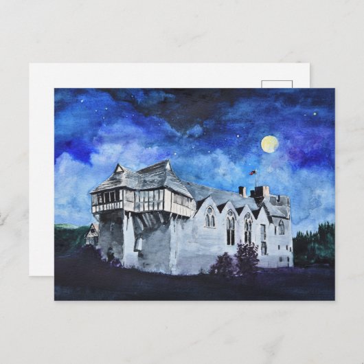 Carte Postale Le château de Stokesay au clair de lune (Devant / Derrière)