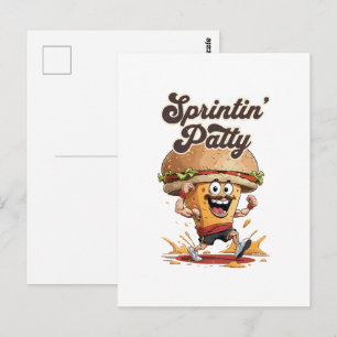 Carte Postale Le Cheeseburger qui court