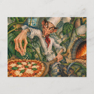 Carte Postale Le Chef Pizza dans une Cuisine de Jungle