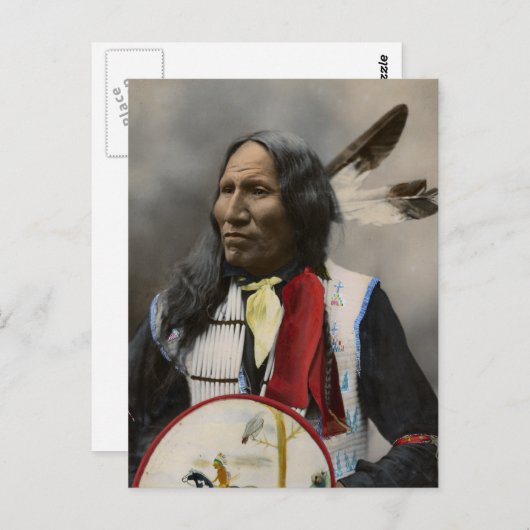Carte Postale Le Chef Strikes With Nez, Oglala Sioux 1899 (Devant / Derrière)