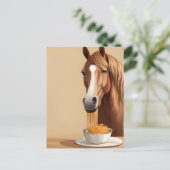 Carte Postale Le Cheval Mange Spaghetti (Debout devant)