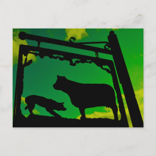 Carte Postale Le chien et la vache.