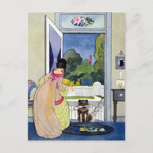 Carte Postale Le chien perdu revient chez lui avec un journal da (Devant)