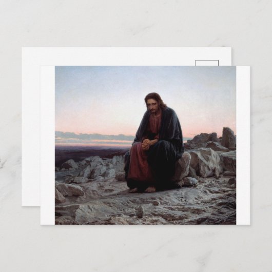 Carte Postale Le Christ dans le désert, Ivan Kramskoi (Devant / Derrière)