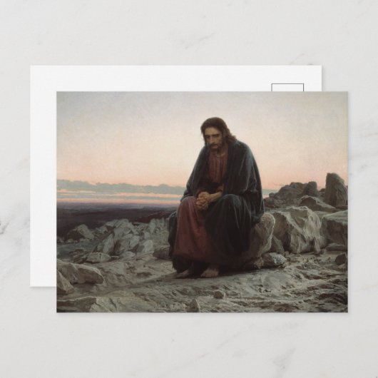 Carte Postale Le Christ dans le désert (par Ivan Kramskoi) (Devant / Derrière)