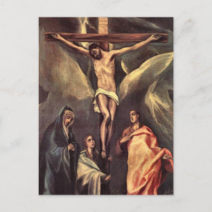 Carte Postale Le Christ en croix avec les deux Maries et saint J