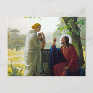Carte Postale Le Christ et la femme samaritaine par Carl Bloch