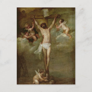 Carte Postale Le Christ s'est occupé par des anges tenant des