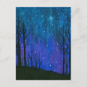 Carte Postale Le ciel nocturne d'art de paysage d'aquarelle