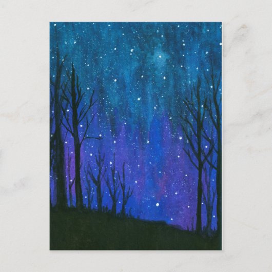 Carte Postale Le ciel nocturne d'art de paysage d'aquarelle (Devant)