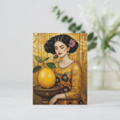 Carte Postale Le citron et la dame (Debout devant)