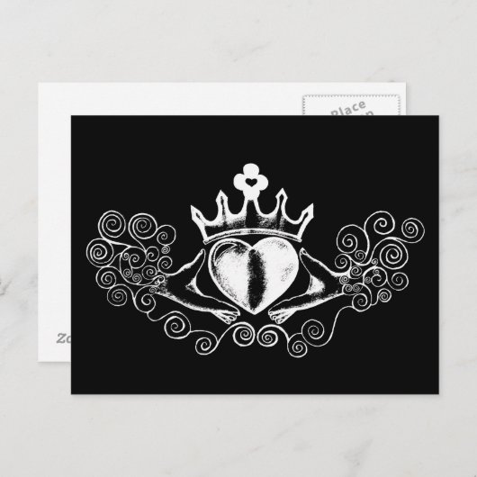 Carte Postale Le Claddagh (blanc) (Devant / Derrière)