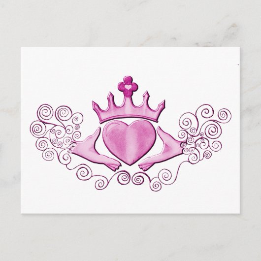 Carte Postale Le Claddagh (rose) (Devant)