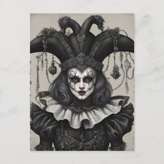Carte Postale Le clown Joker en noir et blanc