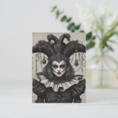 Carte Postale Le clown Joker en noir et blanc (Debout devant)