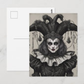 Carte Postale Le clown Joker en noir et blanc (Devant / Derrière)