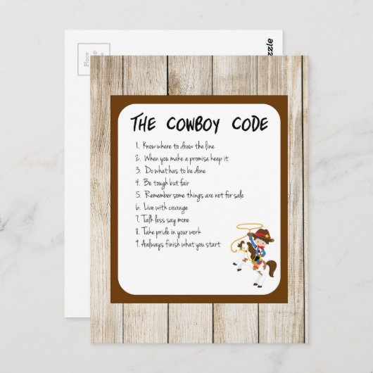 Carte Postale Le code des cowboys (Devant / Derrière)