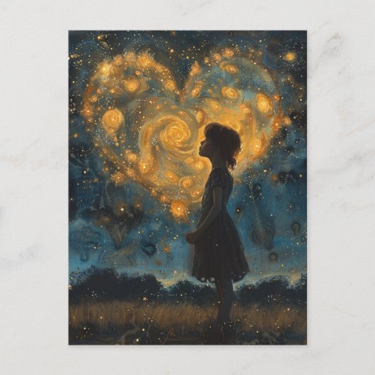 Carte Postale Le coeur dans les étoiles fille (Devant)